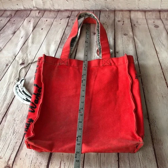 Loop NYC & ANDY WARHOL-Red Jackie O. Distressed Tote Canvas Bag-REPOSHING-used - Picture 14 of 17